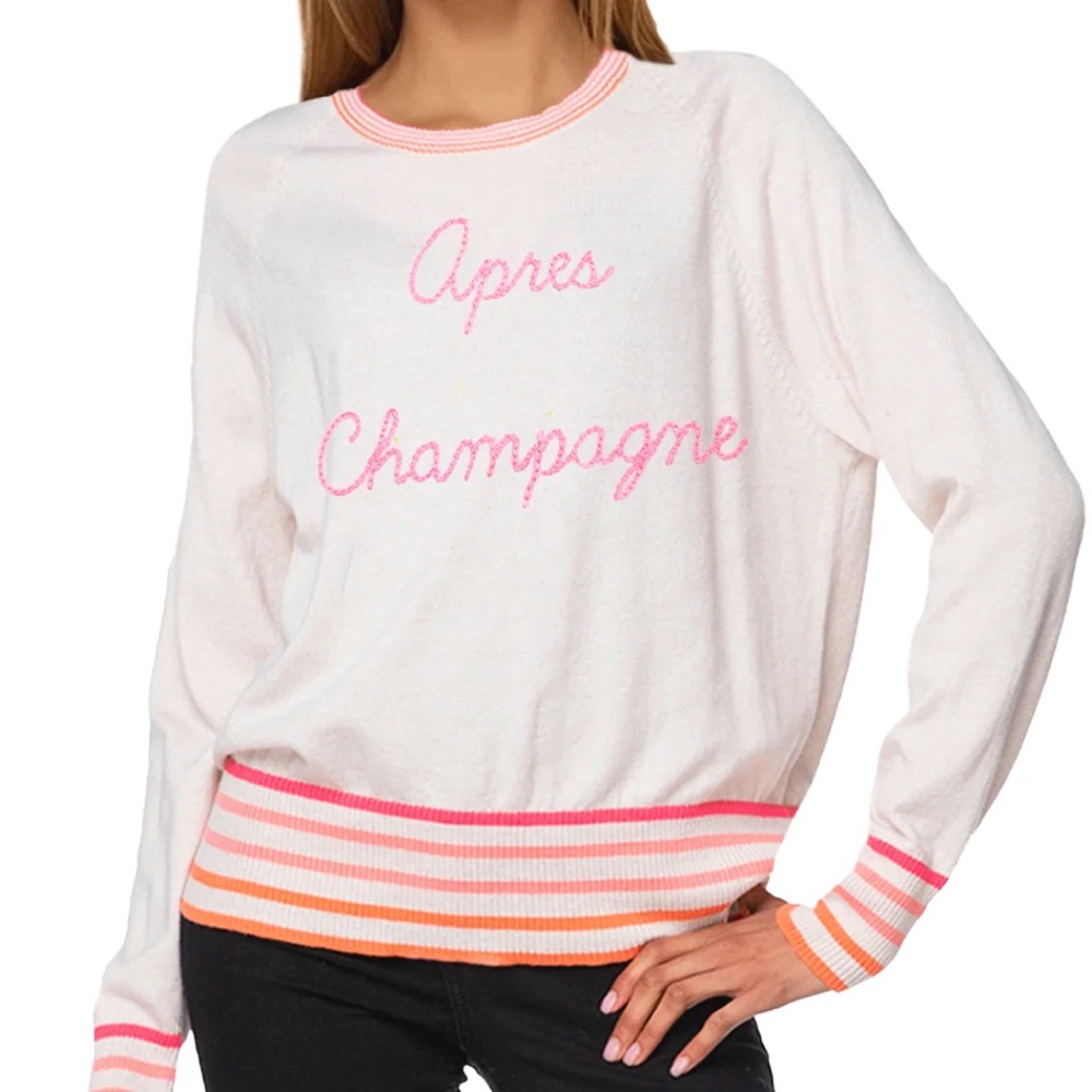 NWT Golden Sun Après Champagne Embroiderd Crew